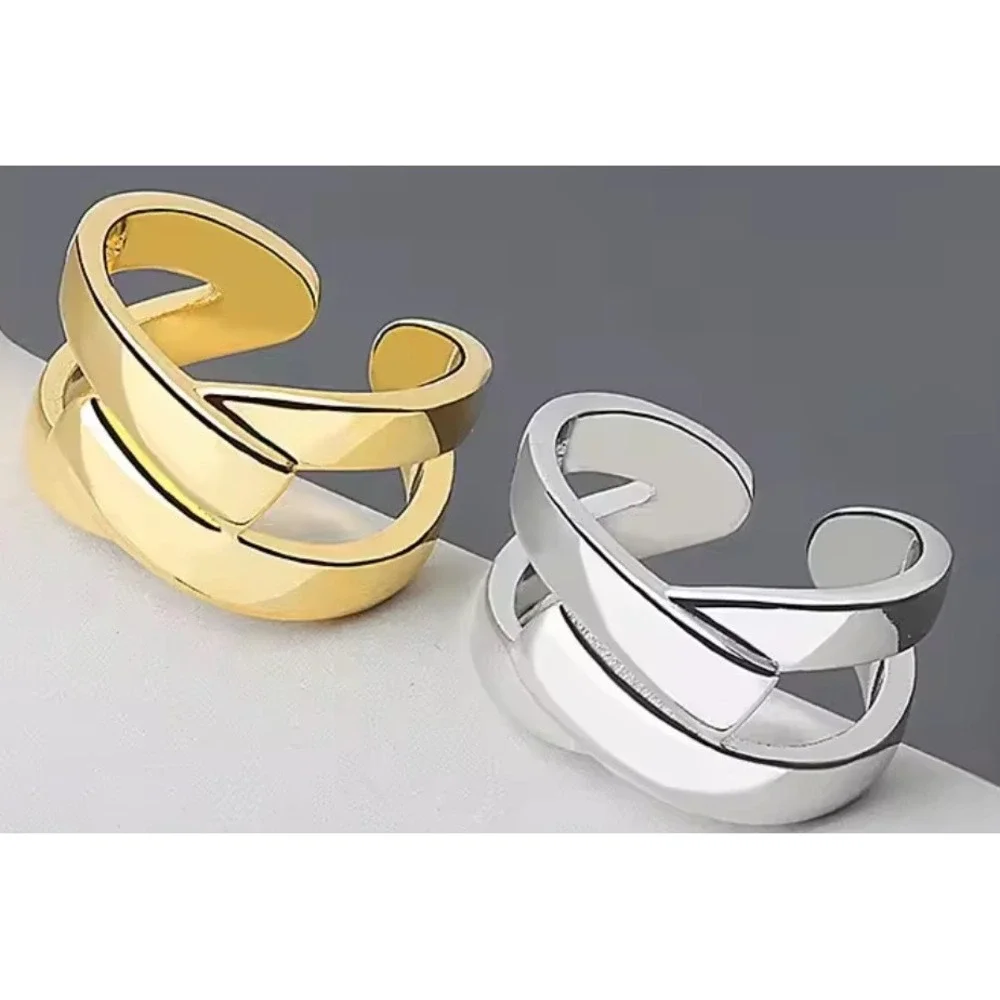 NEW 925 Sterling Silver Criss Cross‎ Adjustable Ring